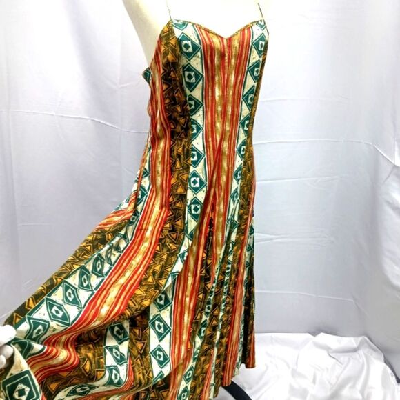 Calvin Klein Boho Maxi Dress Multi-Colored Tribal Geometric Print. Womans Medium - Picture 1 of 12